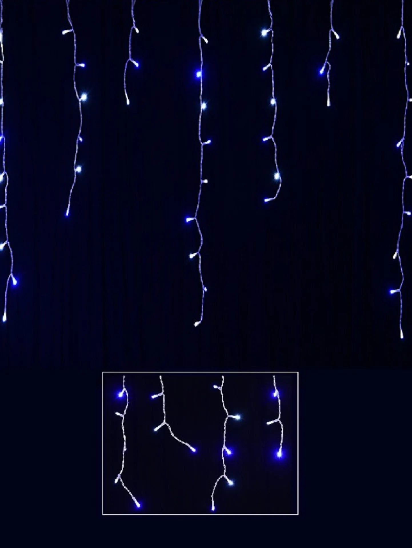 Hot Christmas Warehouse 420 Blue & Cool White Concave Bulb Led Christmas Icicle String Light - 10M