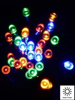 Best Christmas Warehouse 200 Multi Colour Concave Led Bulb Solar Powered String Fairy Lights - 20M