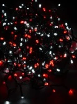 Clearance Christmas Warehouse 300 Red & Cool White Led Concave Bulb Christmas Fairy String Lights - 15M