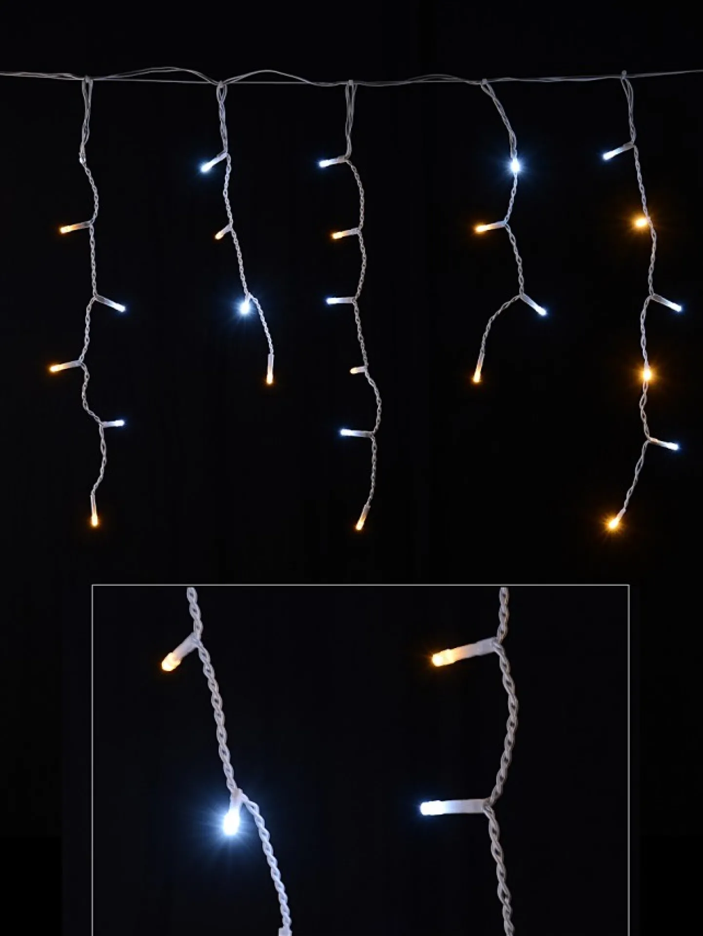 Hot Christmas Warehouse 420 Warm & Cool White Concave Bulb Led Christmas Icicle String Light - 10M