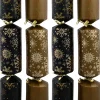 Best Christmas Warehouse Black & Gold Snowflakes & Stars Christmas Cracker Bon Bons - 6 X 38Cm