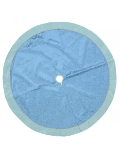 Outlet Christmas Warehouse Blue & Silver Filigree Pattern With Border Christmas Tree Skirt - 1.2M