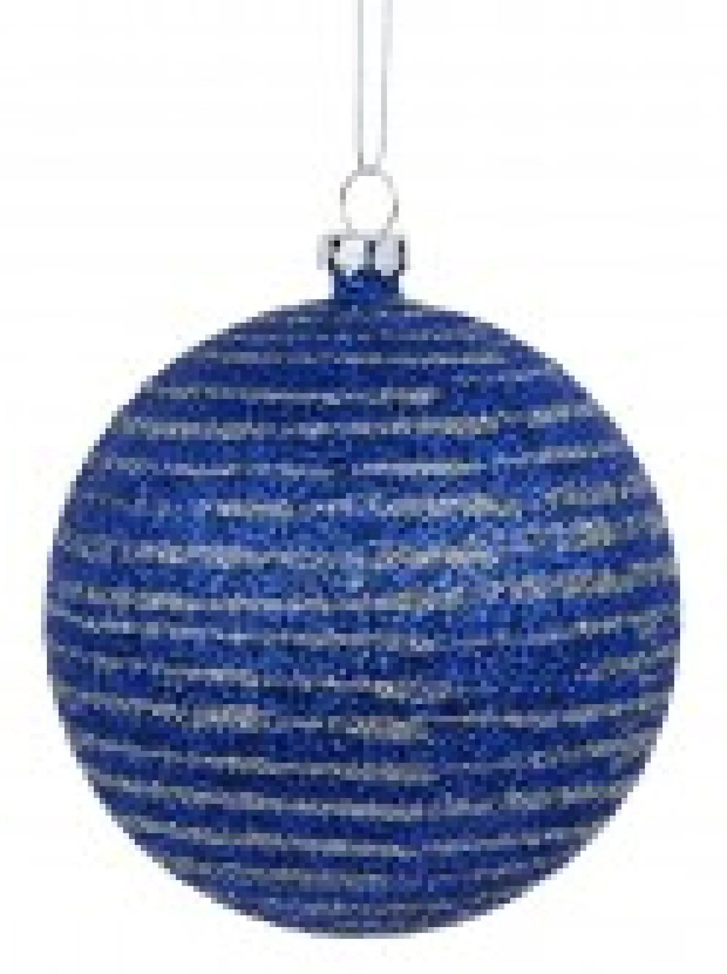 Outlet Christmas Warehouse Blue Glittered Christmas Baubles With Silver Glittered Stripes - 4 X 80Mm