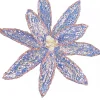 Discount Christmas Warehouse Blue Poinsettia With Iridescent Sequins & Pink Edges Flower Pick - 26Cm