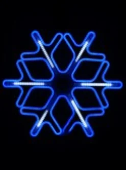 Best Christmas Warehouse Blue Snowflake & Cool White Strip Neon Christmas Light Rope Silhouette - 60Cm