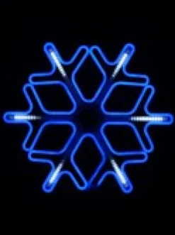 Best Christmas Warehouse Blue Snowflake & Cool White Strip Neon Christmas Light Rope Silhouette - 60Cm