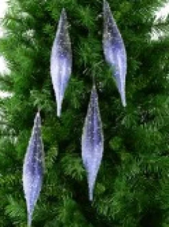 Flash Sale Christmas Warehouse Blue With Frost Look Pine Cone Shape Baubles Hanging Decorations - 4 X 33Cm