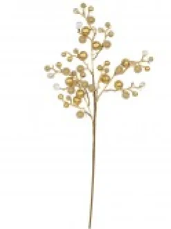 New Christmas Warehouse Bronze, Beaded & Diamante Berries Decorative Christmas Spray Stem - 61Cm