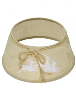 Discount Christmas Warehouse Burlap With Reindeer Print Conical Shape Christmas Tree Skirt - 58Cm