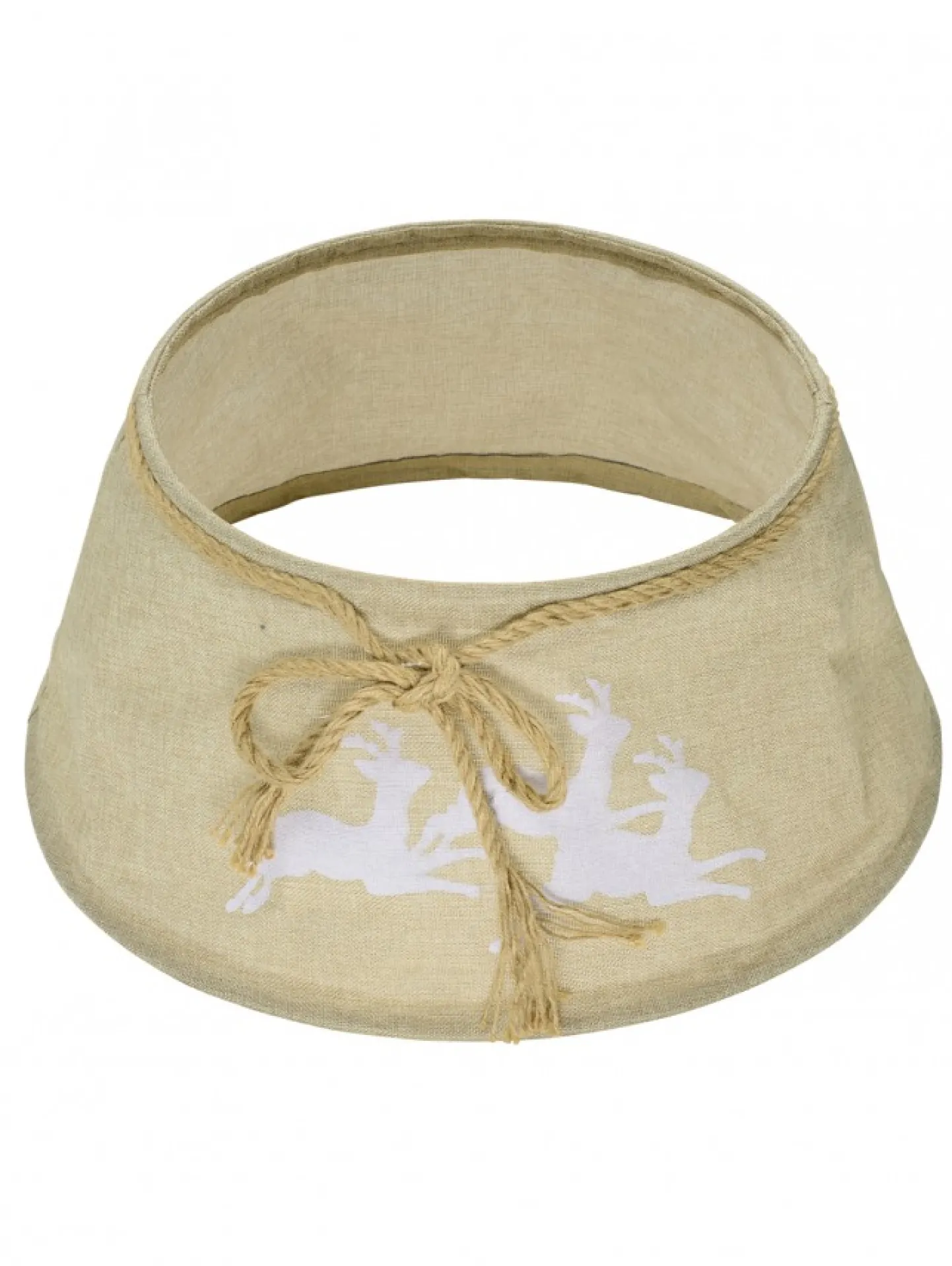 Discount Christmas Warehouse Burlap With Reindeer Print Conical Shape Christmas Tree Skirt - 58Cm
