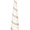 Best Christmas Warehouse Champagne & White With Glitter & Sequins Conical Shape Table Top Tree - 43Cm