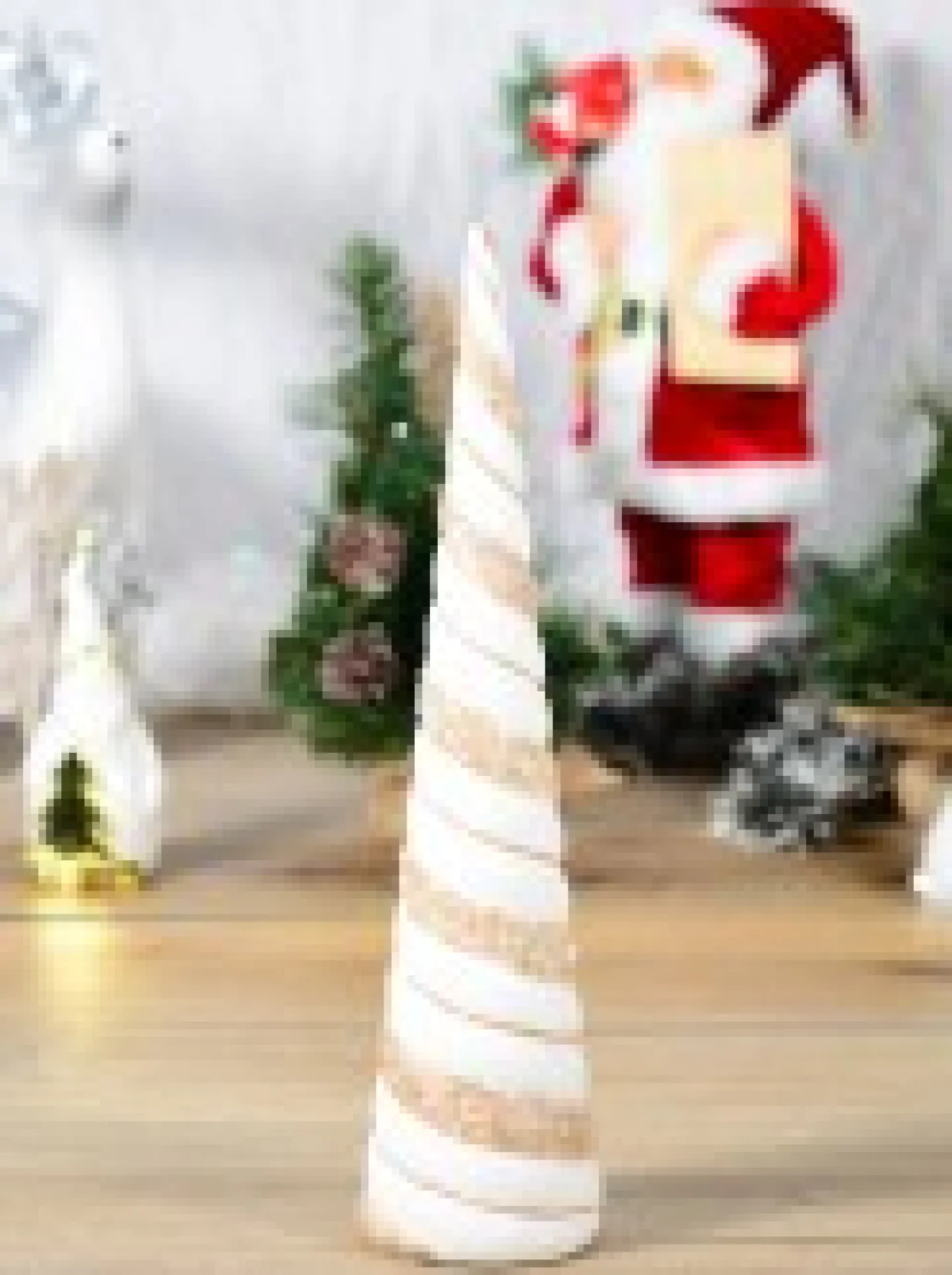 Best Christmas Warehouse Champagne & White With Glitter & Sequins Conical Shape Table Top Tree - 43Cm