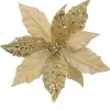 Cheap Christmas Warehouse Champagne Glitter & Dew Like Petals Decorative Christmas Flower Pick - 32Cm