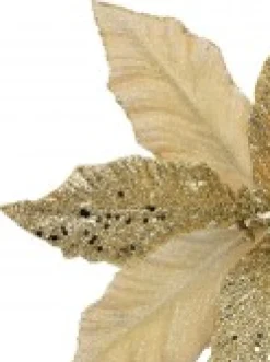 Cheap Christmas Warehouse Champagne Glitter & Dew Like Petals Decorative Christmas Flower Pick - 32Cm