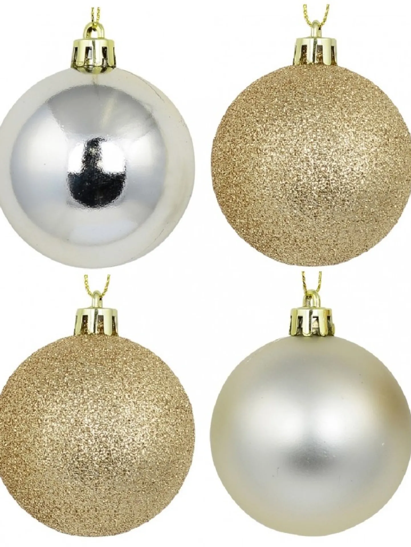 Fashion Christmas Warehouse Champagne Glitter, Matte & Metallic Christmas Baubles - 12 X 60Mm
