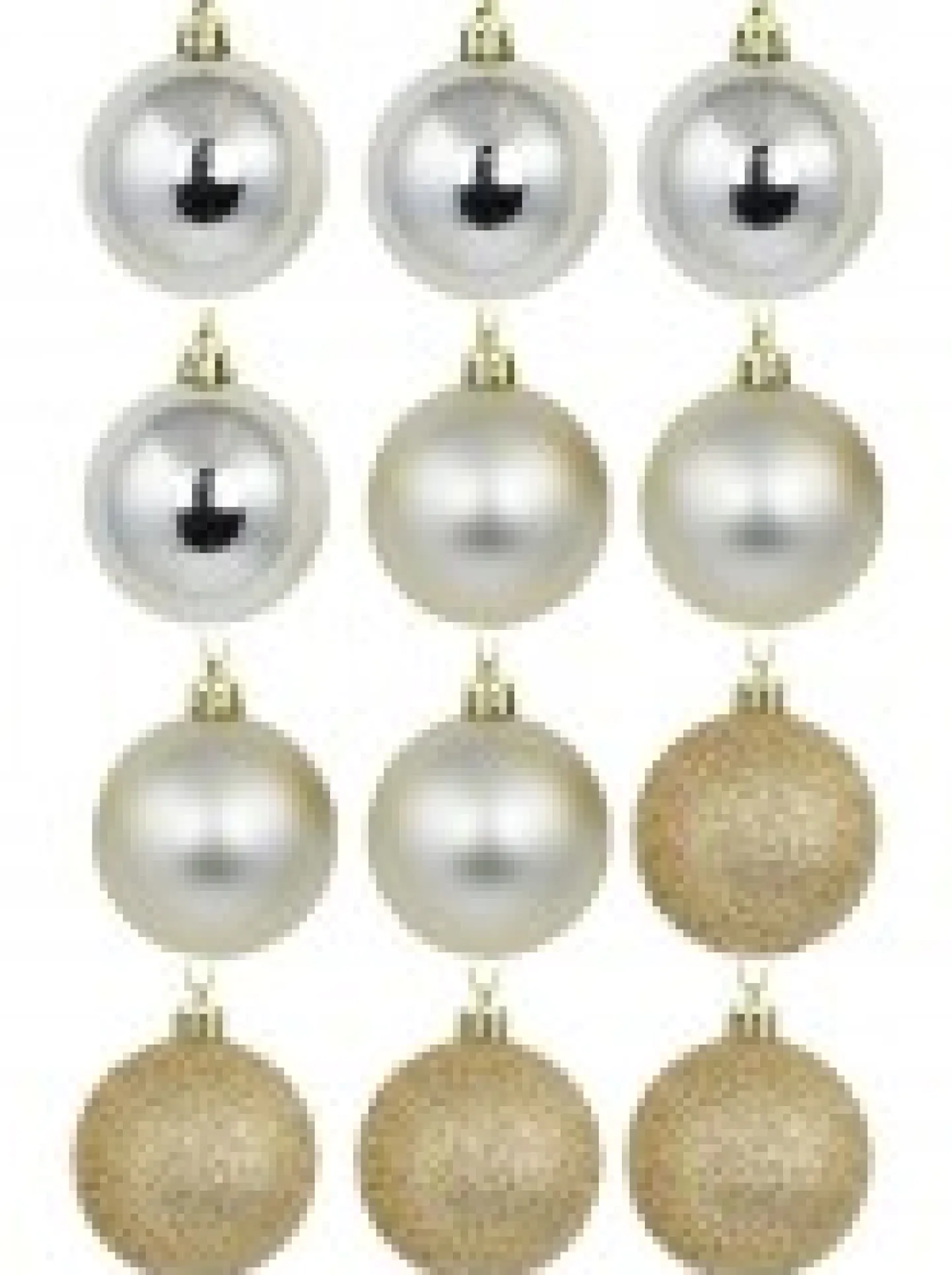Fashion Christmas Warehouse Champagne Glitter, Matte & Metallic Christmas Baubles - 12 X 60Mm