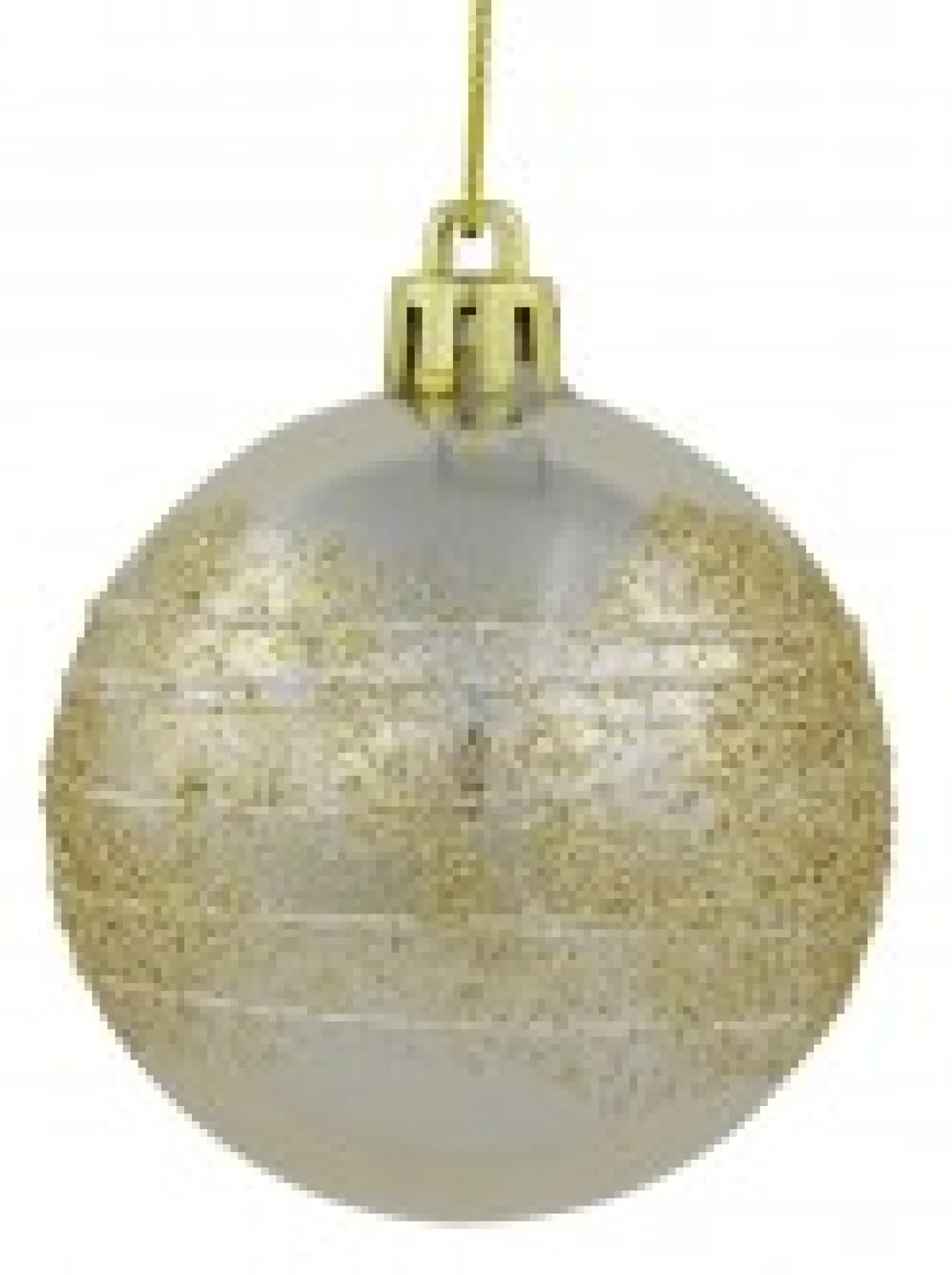 Sale Christmas Warehouse Champagne Pearl Baubles With Gold Glitter & White Stripes - 12 X 60Mm