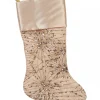 Best Sale Christmas Warehouse Champagne Satin With Sequin Starburst Pattern Christmas Stocking - 48Cm