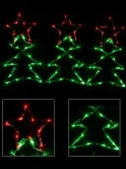 Online Christmas Warehouse Christmas Tree Shape With Stars Led String Light Silhouettes - 3 X 39Cm