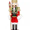 Outlet Christmas Warehouse Classic Christmas Nutcracker With Finial Staff Decorative Ornament - 39Cm