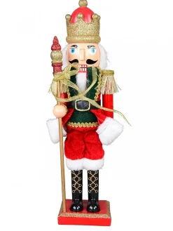 Outlet Christmas Warehouse Classic Christmas Nutcracker With Finial Staff Decorative Ornament - 39Cm