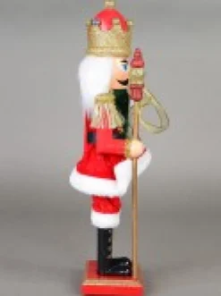 Outlet Christmas Warehouse Classic Christmas Nutcracker With Finial Staff Decorative Ornament - 39Cm