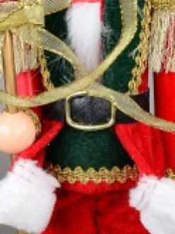 Outlet Christmas Warehouse Classic Christmas Nutcracker With Finial Staff Decorative Ornament - 39Cm