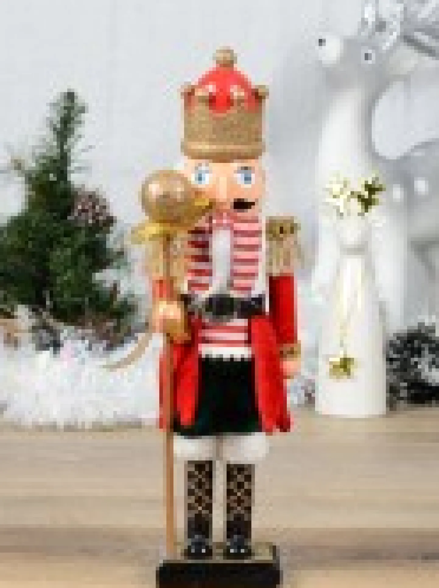Cheap Christmas Warehouse Classic Christmas Nutcracker With Ball Staff Decorative Ornament - 38Cm