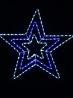 Store Christmas Warehouse Cool White & Blue Led Triple Christmas Star Rope Light Silhouette - 80Cm