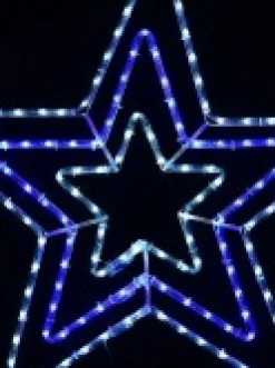 Store Christmas Warehouse Cool White & Blue Led Triple Christmas Star Rope Light Silhouette - 80Cm