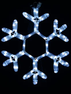 Cheap Christmas Warehouse Cool White Led Branched Star Snowflake Rope Light Silhouette - 40Cm