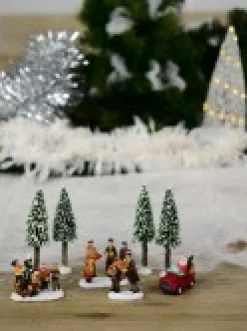 Online Christmas Warehouse Cruising Santa, Decorating Tree & Gift Giving Christmas Figurines - 8 Piece Set