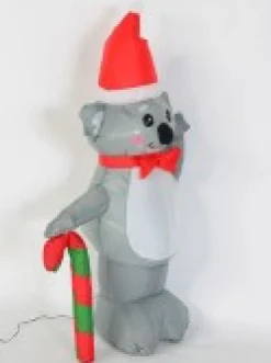 Shop Christmas Warehouse Cuddles The Koala & Candy Cane Illuminated Christmas Inflatable Display - 1.3M