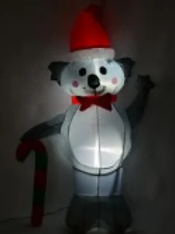 Shop Christmas Warehouse Cuddles The Koala & Candy Cane Illuminated Christmas Inflatable Display - 1.3M
