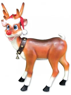 New Christmas Warehouse Cute Standing Resin Reindeer Life Size Christmas Decoration Ornament - 1.1M