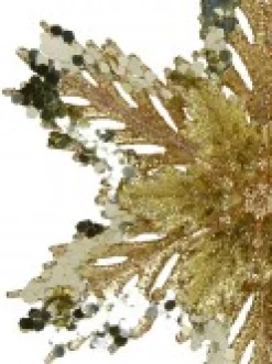 Fashion Christmas Warehouse 3D Gold Snowflake With Sequins Christmas Tree Hanging Decoration - 15Cm