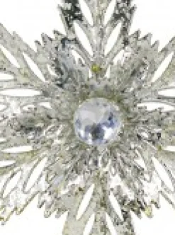 Online Christmas Warehouse 3D Silver Snowflake With Sequins Christmas Tree Hanging Decoration - 15Cm