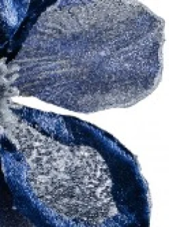 Best Sale Christmas Warehouse Dark Blue With Silver Glitter Magnolia Decorative Christmas Flower Pick - 22Cm