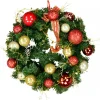 Cheap Christmas Warehouse Decorated Red & Gold Bauble, Ribbon & Twigs Pine Wreath - 44Cm