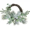 Hot Christmas Warehouse Decorated Wire Spun Winter Wreath With Mixed Flocked Foliage - 50Cm