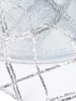 New Christmas Warehouse Diagonal Lines Pattern On Sheer Christmas Ribbon With Silver Edging - 3M