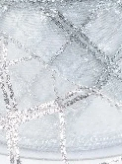 New Christmas Warehouse Diagonal Lines Pattern On Sheer Christmas Ribbon With Silver Edging - 3M