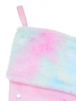 Flash Sale Christmas Warehouse Fabulous Unicorn, Rainbow & Star Applique Velvet Christmas Stocking - 48Cm