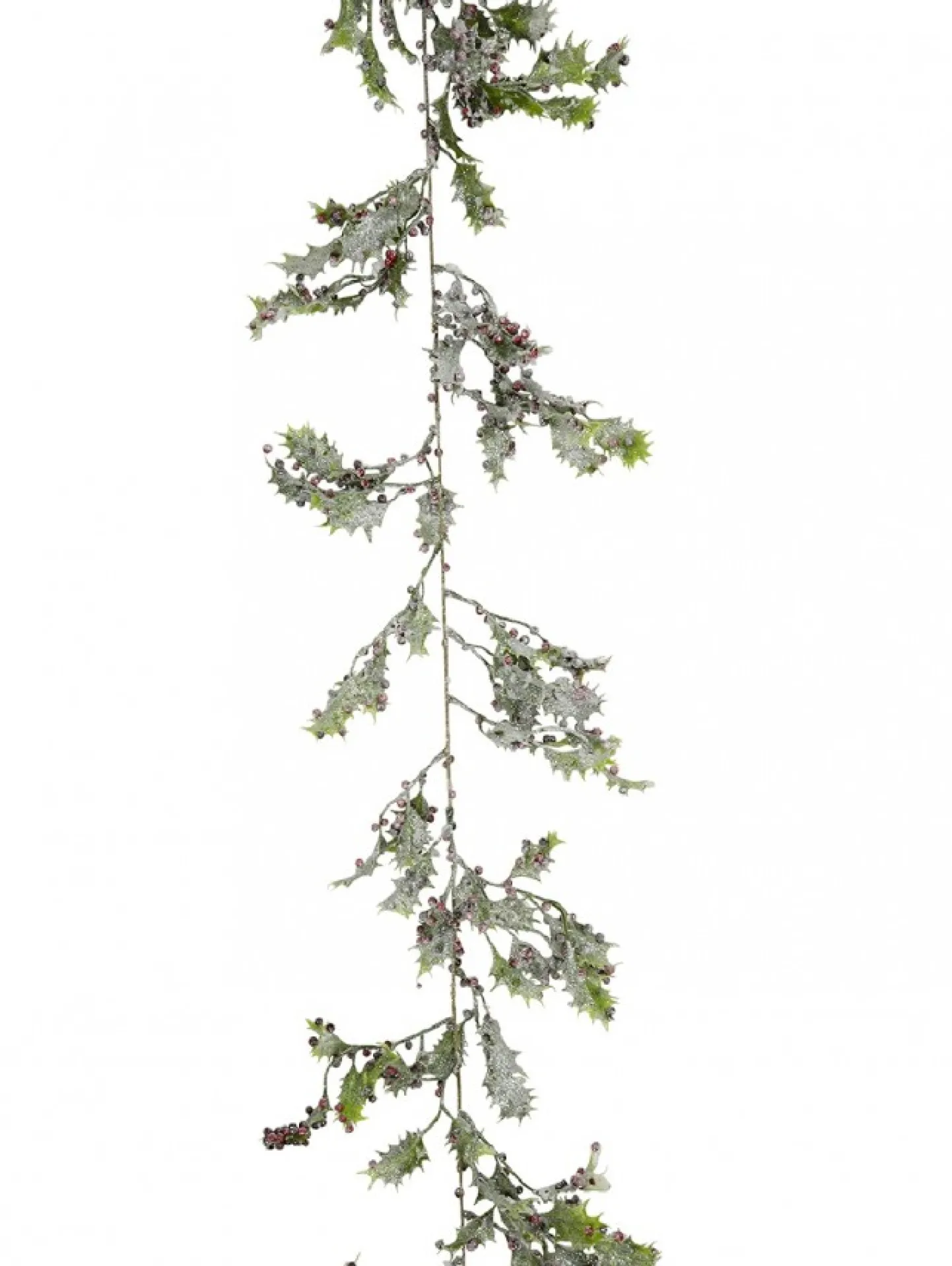 Cheap Christmas Warehouse Frosted Christmas Holly Leaves & Berries Vine Christmas Garland - 1.8M