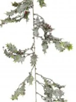 Cheap Christmas Warehouse Frosted Christmas Holly Leaves & Berries Vine Christmas Garland - 1.8M