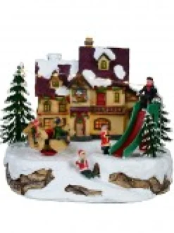 Shop Christmas Warehouse Fun Slide & Merry-Go-Round At Santa's Workshop Christmas Village Scene - 23Cm