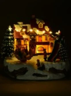 Shop Christmas Warehouse Fun Slide & Merry-Go-Round At Santa's Workshop Christmas Village Scene - 23Cm