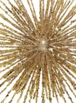 Sale Christmas Warehouse Glittered Champagne Starburst Christmas Tree Topper Decoration - 38Cm