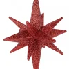 Cheap Christmas Warehouse Glittered Red 3D Star Of Bethlehem Christmas Tree Hanging Decoration - 14Cm