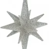 Store Christmas Warehouse Glittered Silver 3D Star Of Bethlehem Christmas Tree Hanging Decoration - 14Cm